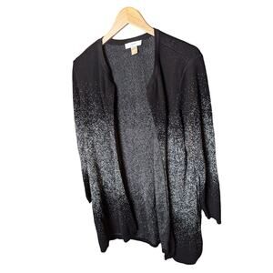 Open Front Long Line Black and Silver Knit Cardigan Ombre Plus Size CJ Banks 1X